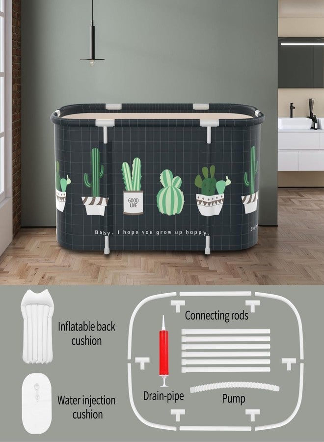 Valajogi Foldable Adult Bath Tub for Home Spa | Large Portable Bathtub with Backrest & Handle | Insulated Folding Tub for Hot & Cold Soak, Ice Bath, Bubble Bath & Relaxing Spa (Cactus) - Image 3
